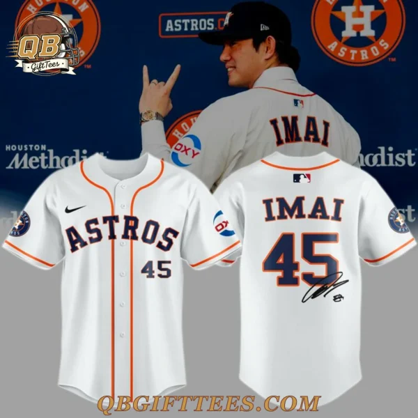 HOU IMAI 45 Signature White Special Edition Baseball Jersey