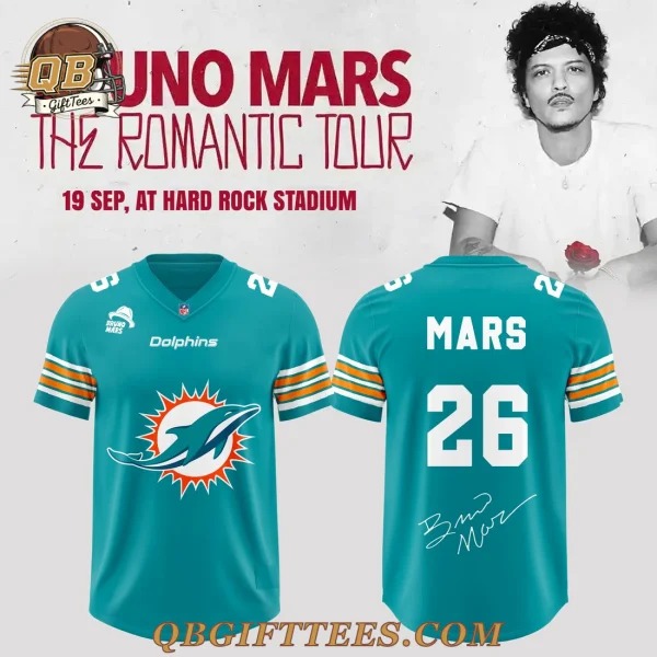 Miami Dolphins X BRUNO MARS The Romantic Tour 2026 Football Jersey