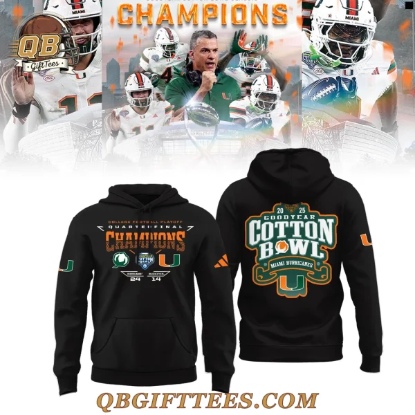 Miami Hurricanes Playoff 2025 Cotton Bowl Champions Special Edition Hoodie