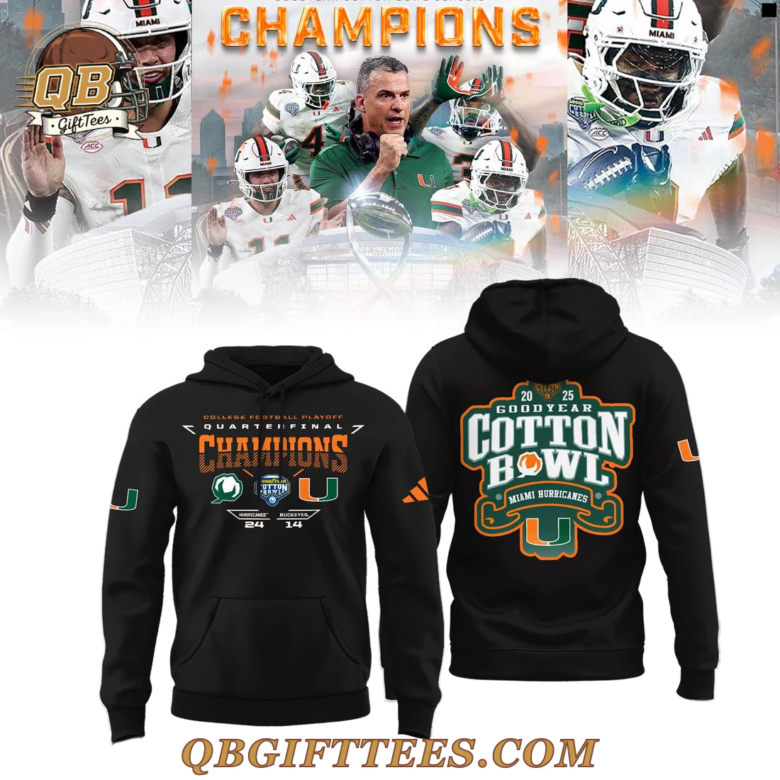 Miami Hurricanes Playoff 2025 Cotton Bowl Champions Special Edition Hoodie Miami Hurricanes Playoff 2025 Cotton Bowl Champions Special Edition Hoodie
