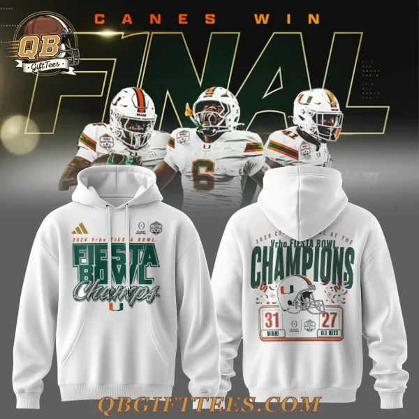 Miami Hurricanes Playoff 2026 Fiesta Bowl Champions Hoodie