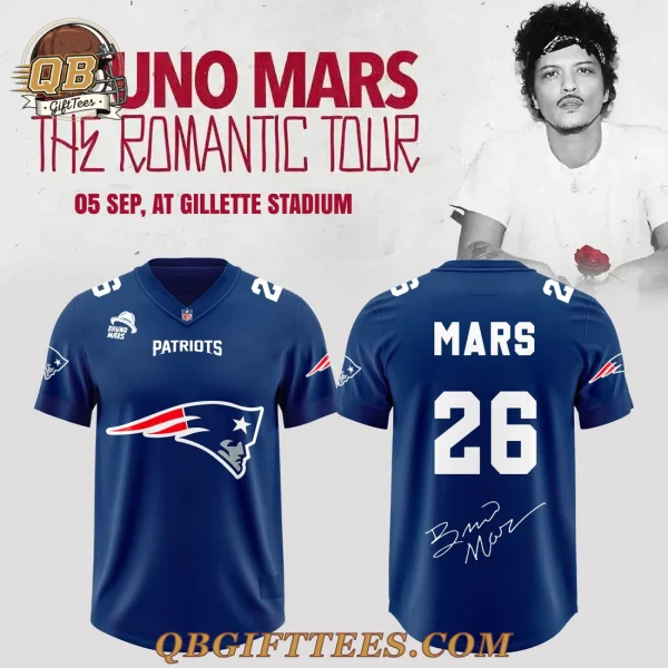 New England Patriots X BRUNO MARS The Romantic Tour 2026 Football Jersey