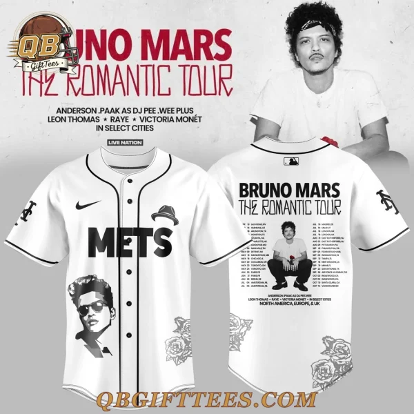 New York Mets x Bruno Mars The Romantic Tour 2026 Baseball Jersey