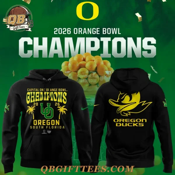 Oregon Ducks 2026 Orange Bowl Champions Black Hoodie