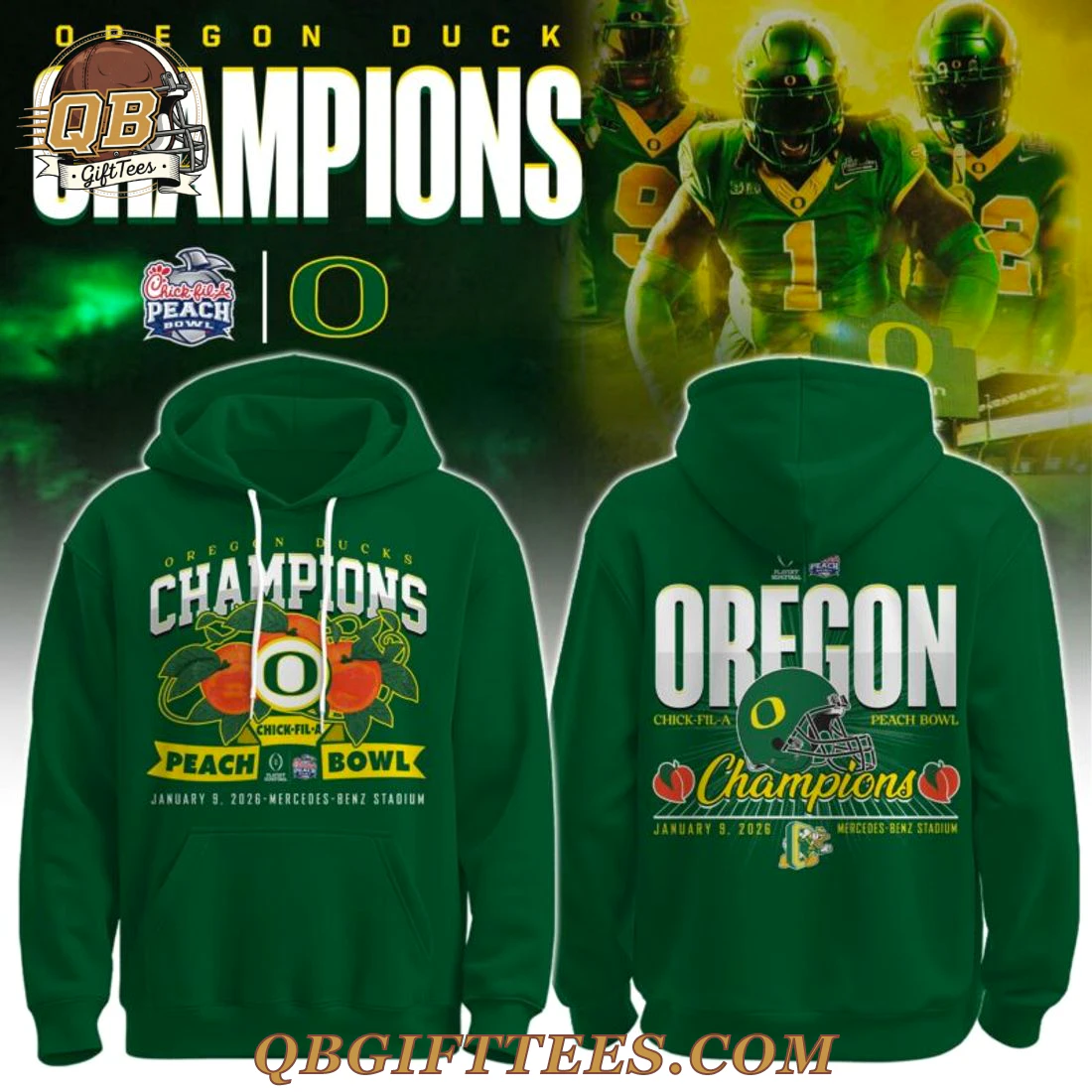 Oregon Ducks Peach Bowl Champions 2026 Edition For Fan Hoodie Oregon Ducks Peach Bowl Champions 2026 Edition For Fan Hoodie
