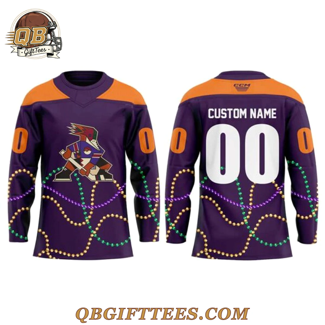 Tucson Roadrunners Mardi Gras Night 2026 Custom Name Hockey Jersey Tucson Roadrunners Mardi Gras Night 2026 Custom Name Hockey Jersey