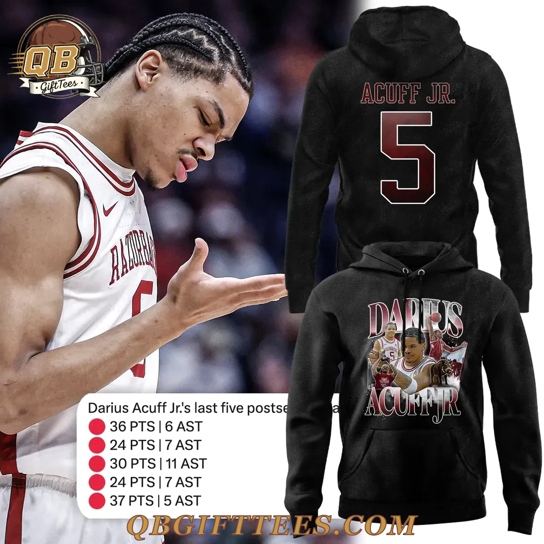 Arkansas Razorbacks Darius Acuff Jr 2026 For Fan Hoodie Arkansas Razorbacks Darius Acuff Jr 2026 For Fan Hoodie