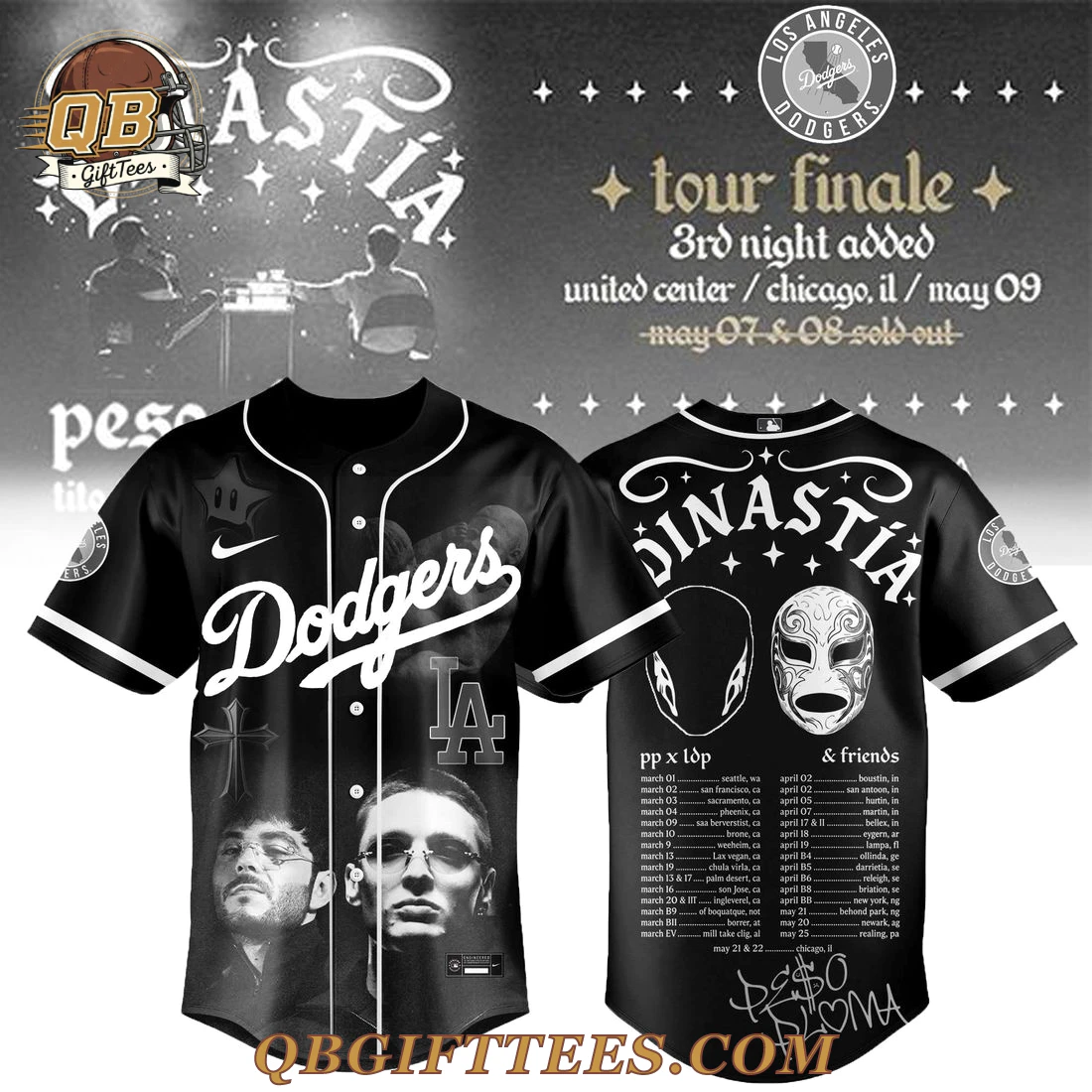 Los Angeles Dodgers x Peso Pluma Dinastía Tour 2026 Baseball Jersey Los Angeles Dodgers x Peso Pluma Dinastía Tour 2026 Baseball Jersey