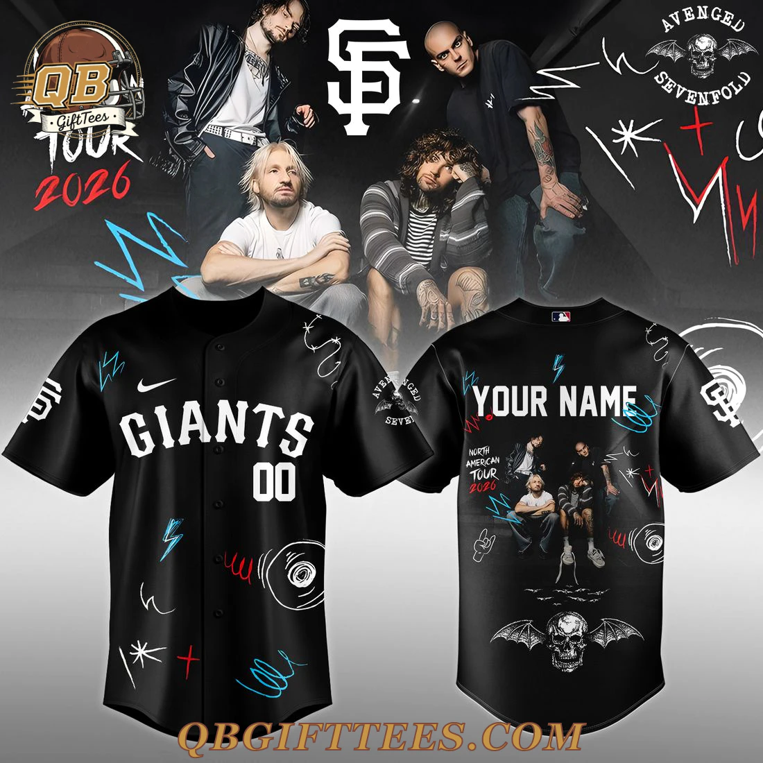 San Francisco Giants x Avenged Sevenfold North American Tour 2026 Edition For Fan Jersey San Francisco Giants x Avenged Sevenfold North American Tour 2026 Edition For Fan Jersey