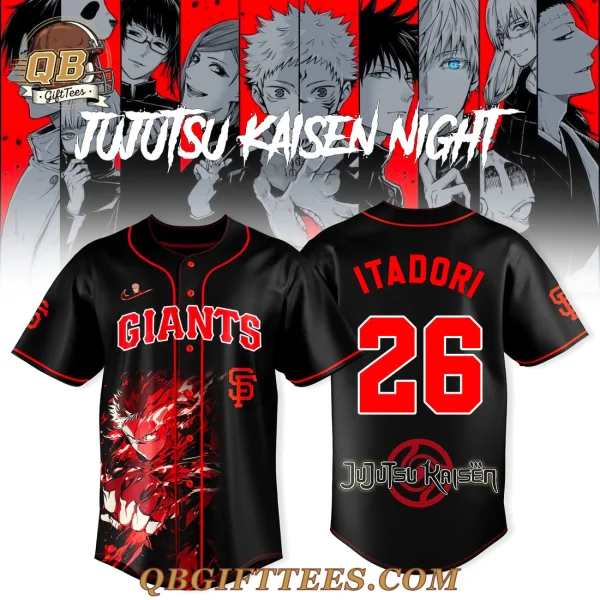 San Francisco Giants x Jujutsu Kaisen Night Back Itadori 26 Baseball Jersey