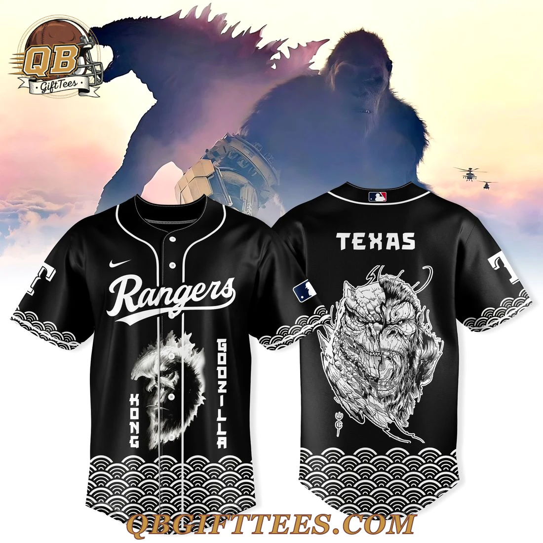 Texas Rangers x GODZILLA & KONG Baseball Jersey Texas Rangers x GODZILLA & KONG Baseball Jersey