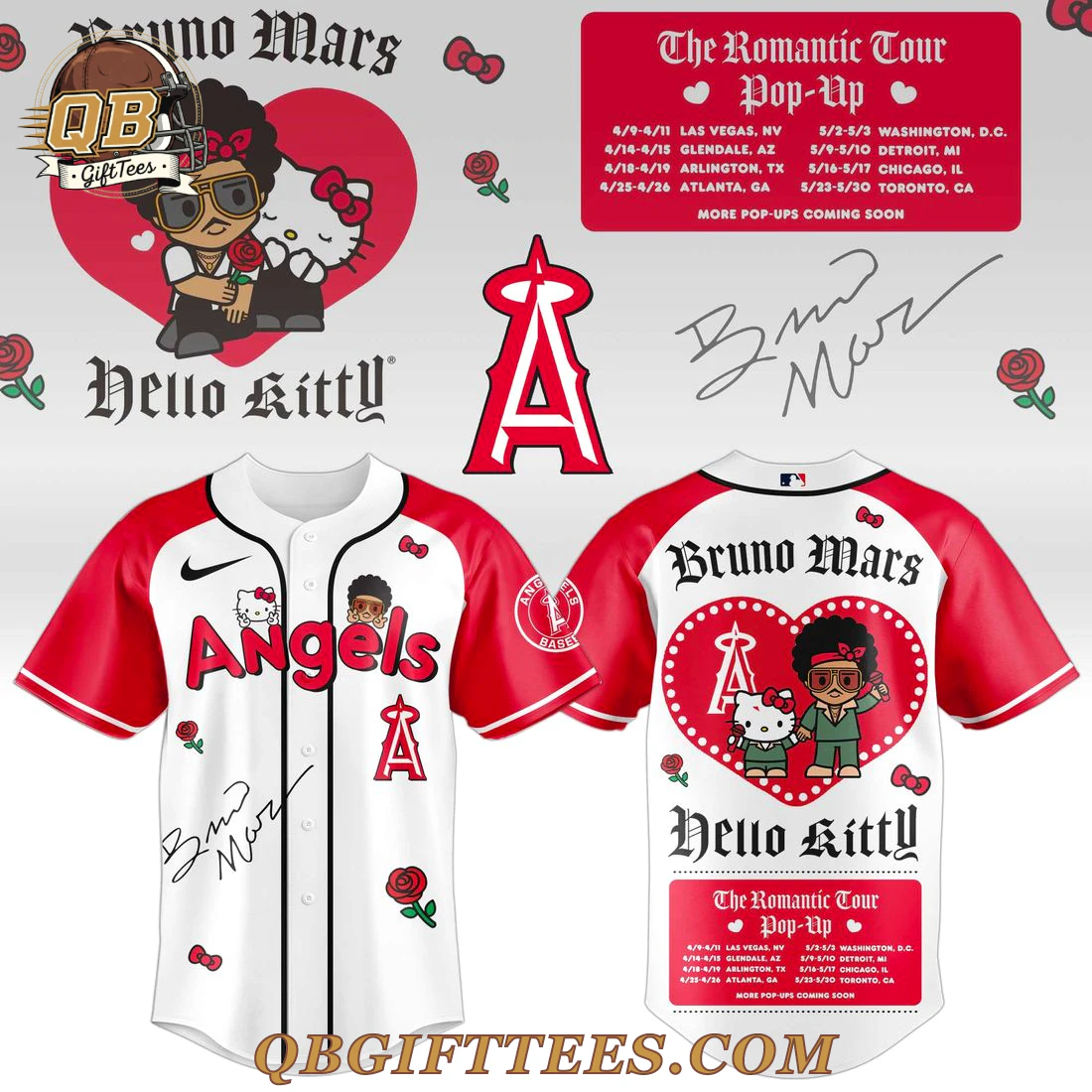 Los Angeles Angels x Bruno Mars & Hello Kitty 2026 Edition Baseball Jersey Los Angeles Angels x Bruno Mars & Hello Kitty 2026 Edition Baseball Jersey