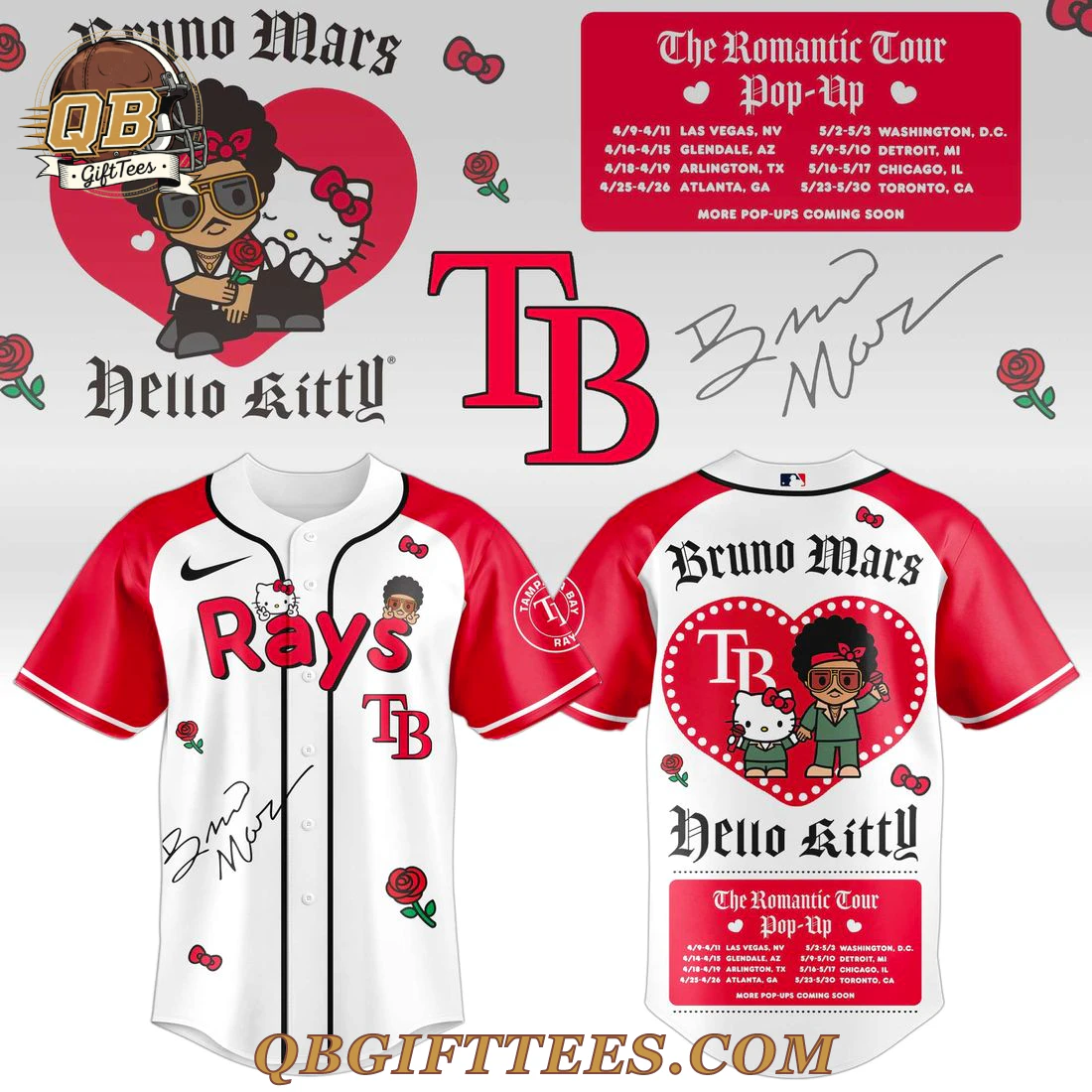 Tampa Bay Rays x Bruno Mars & Hello Kitty 2026 Edition Baseball Jersey Tampa Bay Rays x Bruno Mars & Hello Kitty 2026 Edition Baseball Jersey