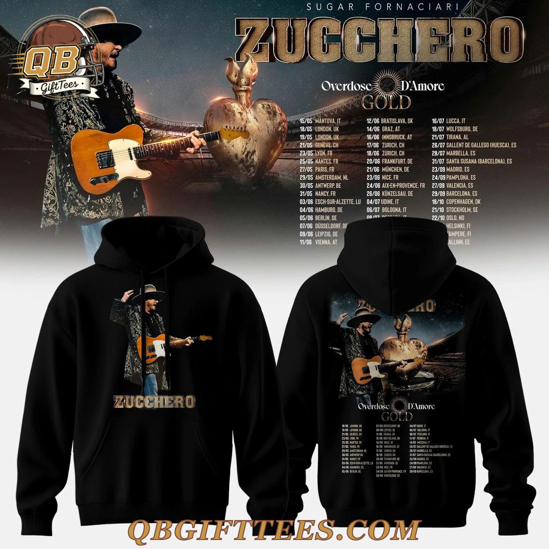 Zucchero Overdose D’Amore Gold Tour Limited Edition Hoodie Zucchero Overdose D’Amore Gold Tour Limited Edition Hoodie